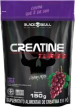 Creatine Turbo BlackSkull - Creatina Monohidratada em pó, com carboidrato para melhor absorção e performance (150g Refil, Uva)