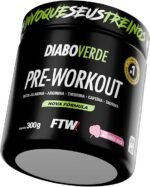 FTW Pré-Treino Diabo Verde em Pó com Cafeína, Aminoácidos Beta‑Alanina e Arginina para Treinos e Atividades Físicas - Pote 300 g (Algodão Doce)