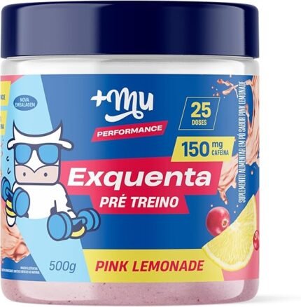 Pré treino, +Mu, Exquenta, Sabor Pink Lemonade, Com Cafeína, Palatinose e Taurina - 500g