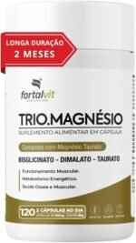 TRIO.MAGNÉSIO - Longa Duração 2 Meses de Uso, Bisglicinato - Dimalato - Taurato, 260mg Alta Concentração,120 Cápsulas, Fortalvit
